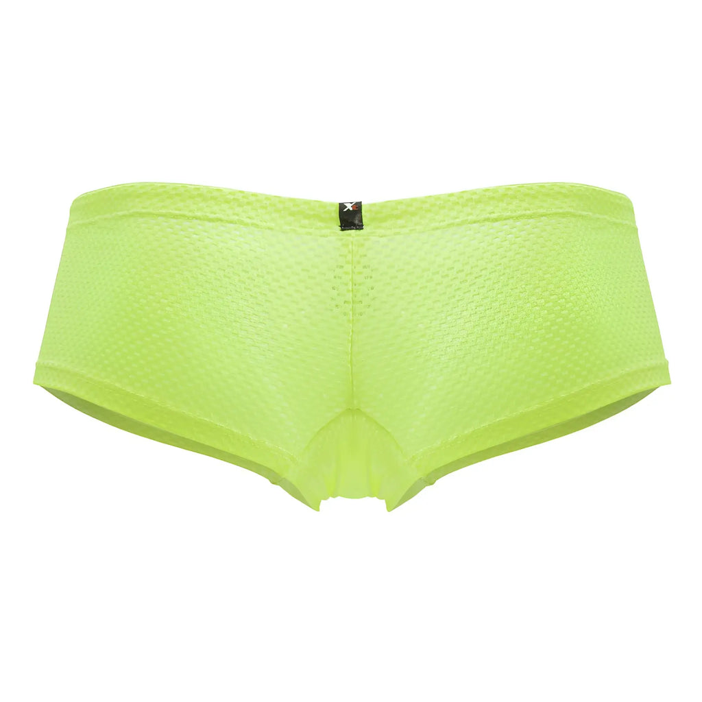 Xtremen 91228 microfiber trunks in neon green bright lime mesh with textured pattern and black brand tag at waistband