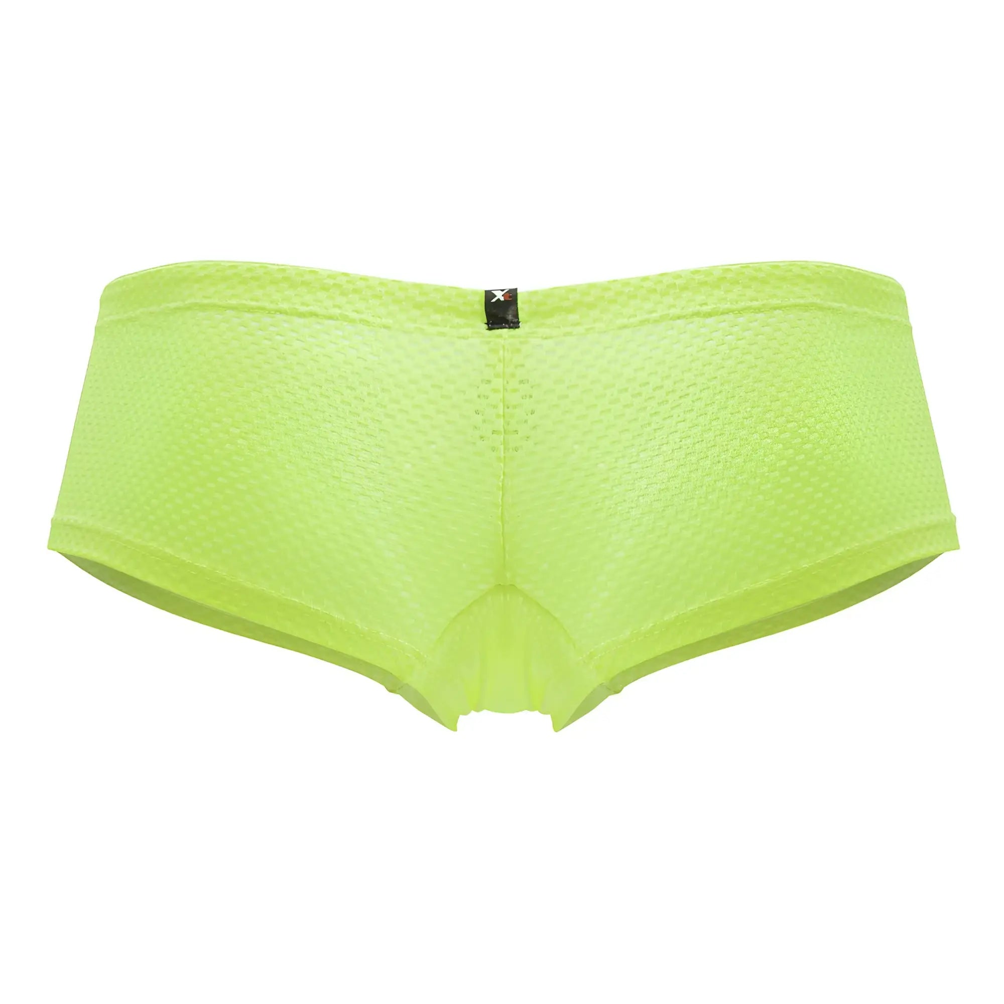 Xtremen 91228 microfiber trunks in neon green bright lime mesh with textured pattern and black brand tag at waistband