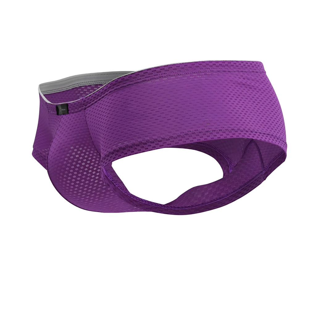 Xtremen 91228 microfiber purple mesh athletic briefs with gray waistband designed for comfort and breathability