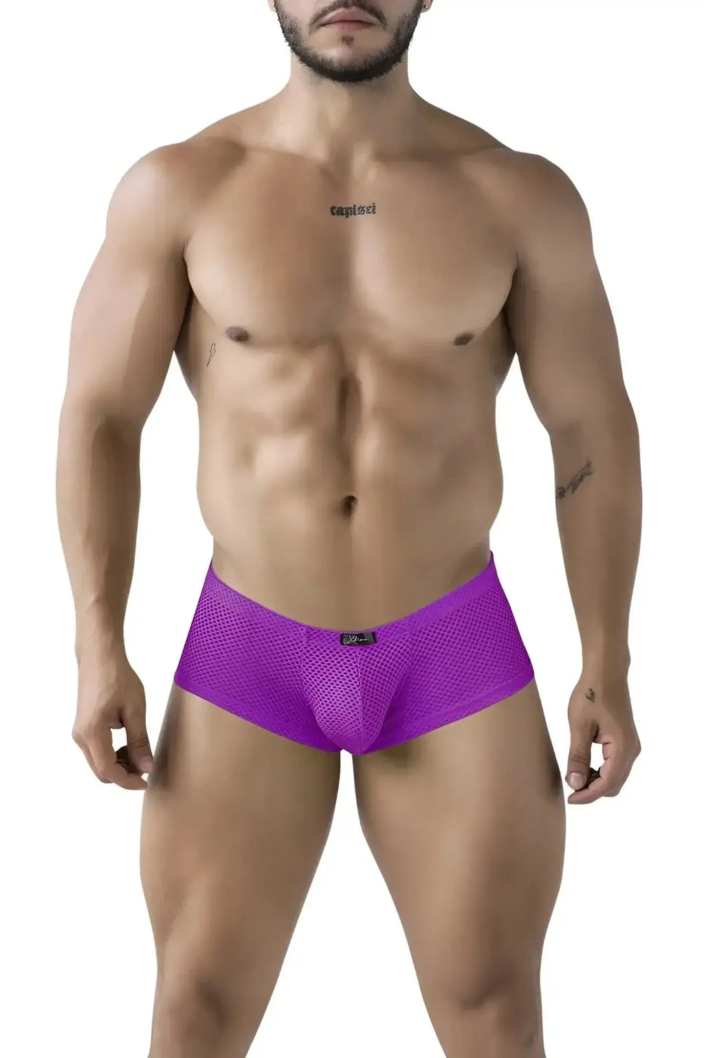 Purple xtremen 91228 microfiber trunks with snug form-fitting design in breathable mesh fabric for comfortable wear