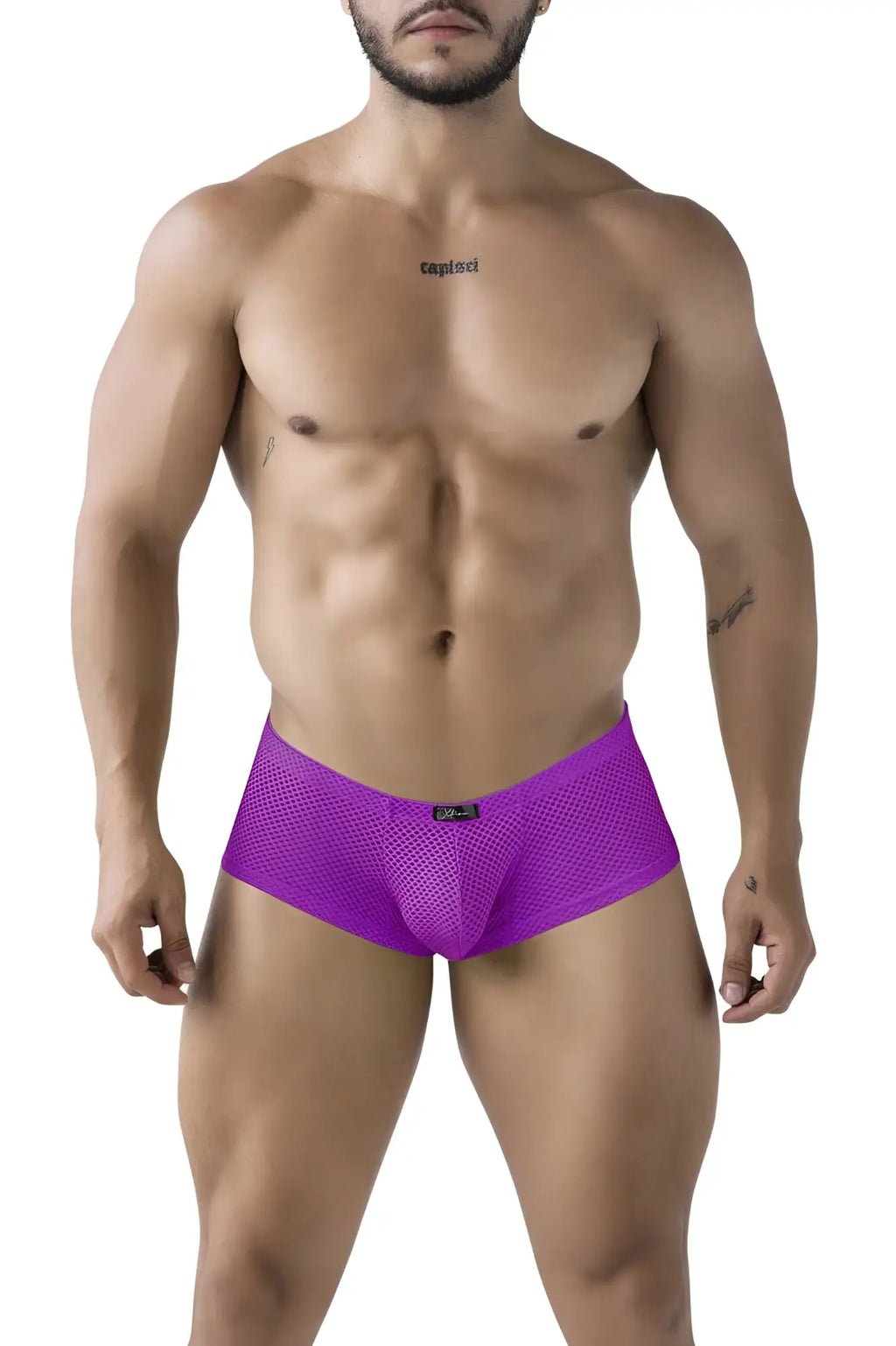 Purple xtremen 91228 microfiber trunks with snug form-fitting design in breathable mesh fabric for comfortable wear