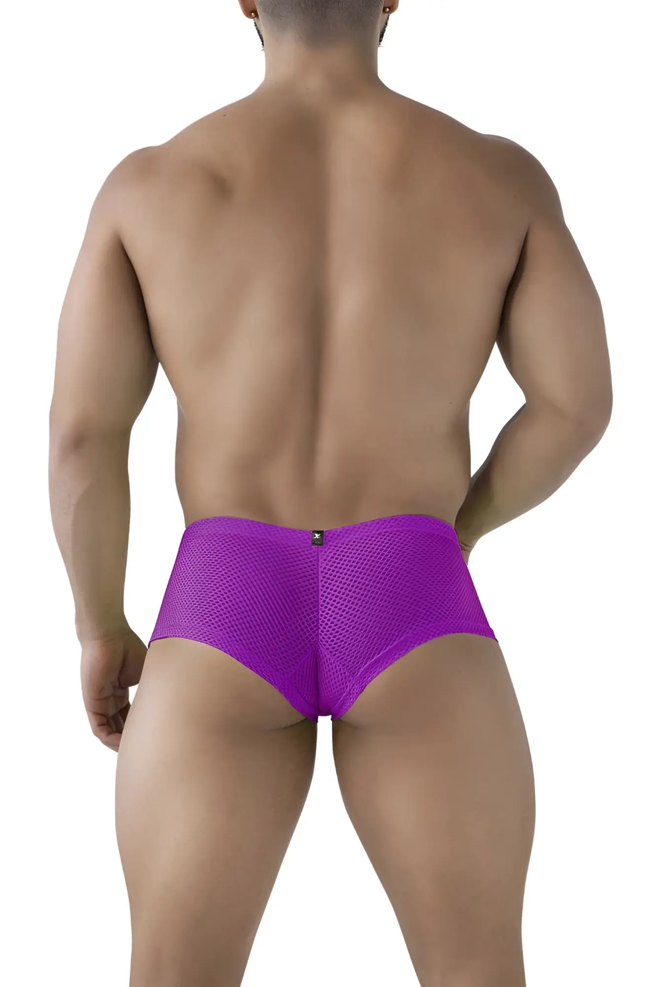 Purple xtremen 91228 microfiber trunks with a snug form-fitting design and breathable mesh briefs for comfort