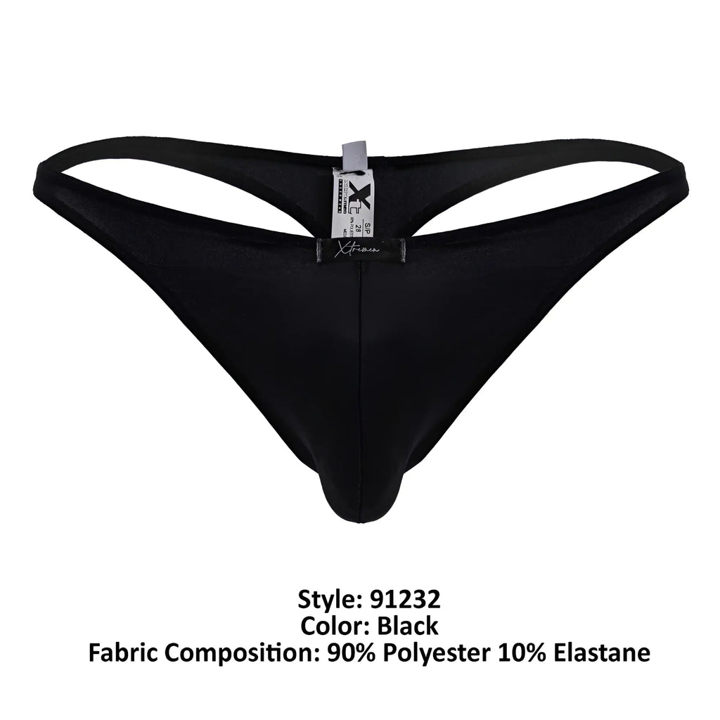 Black xtremen 91232 microfiber thong with smooth form-fitting design made of 90 polyester 10 elastane