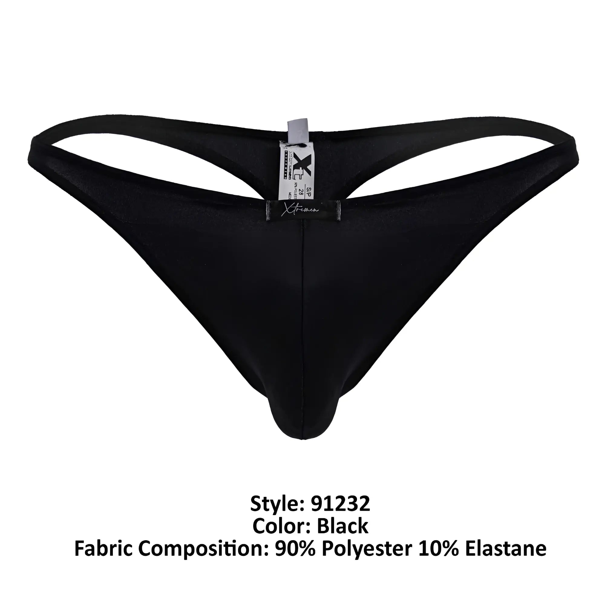 Black xtremen 91232 microfiber thong with smooth form-fitting design made of 90 polyester 10 elastane