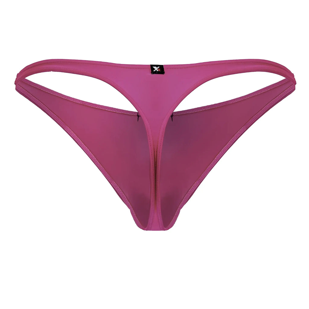 A sheer magenta microfiber thong with a thin supportive waistband and central seam from Xtremen 91232