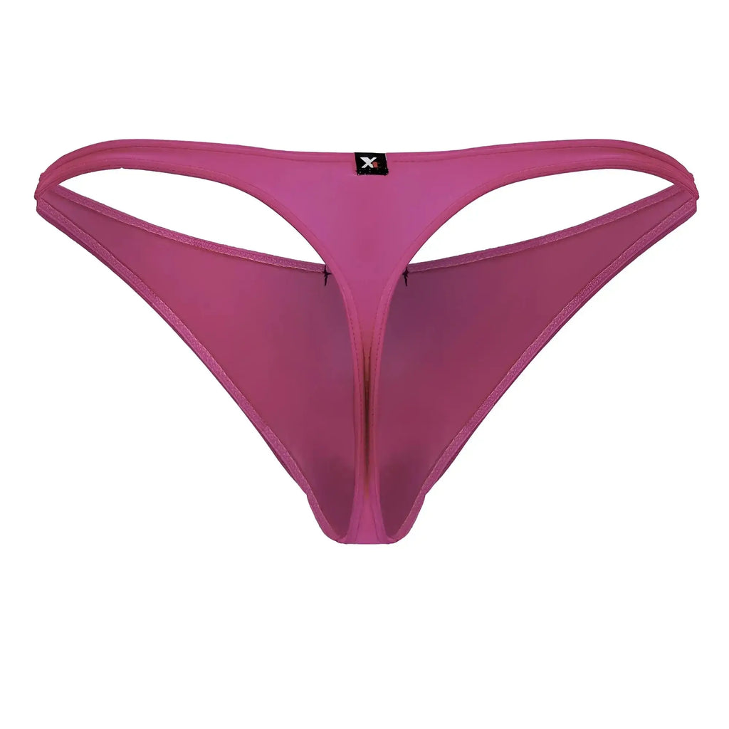 A sheer magenta microfiber thong with a thin supportive waistband and central seam from Xtremen 91232