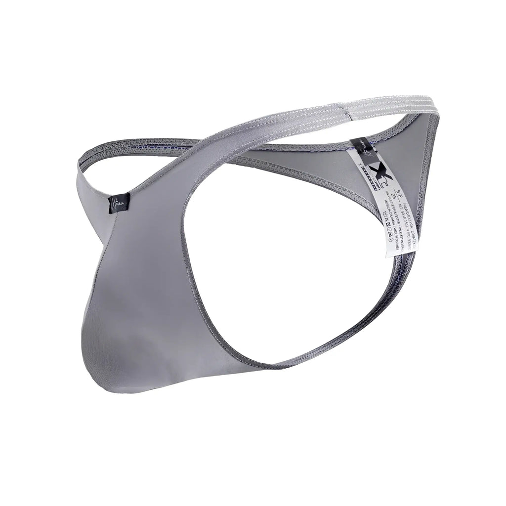 Gray xtremen 91232 microfiber thong made of smooth stretchy fabric with sleek design and reinforced stitching on edges
