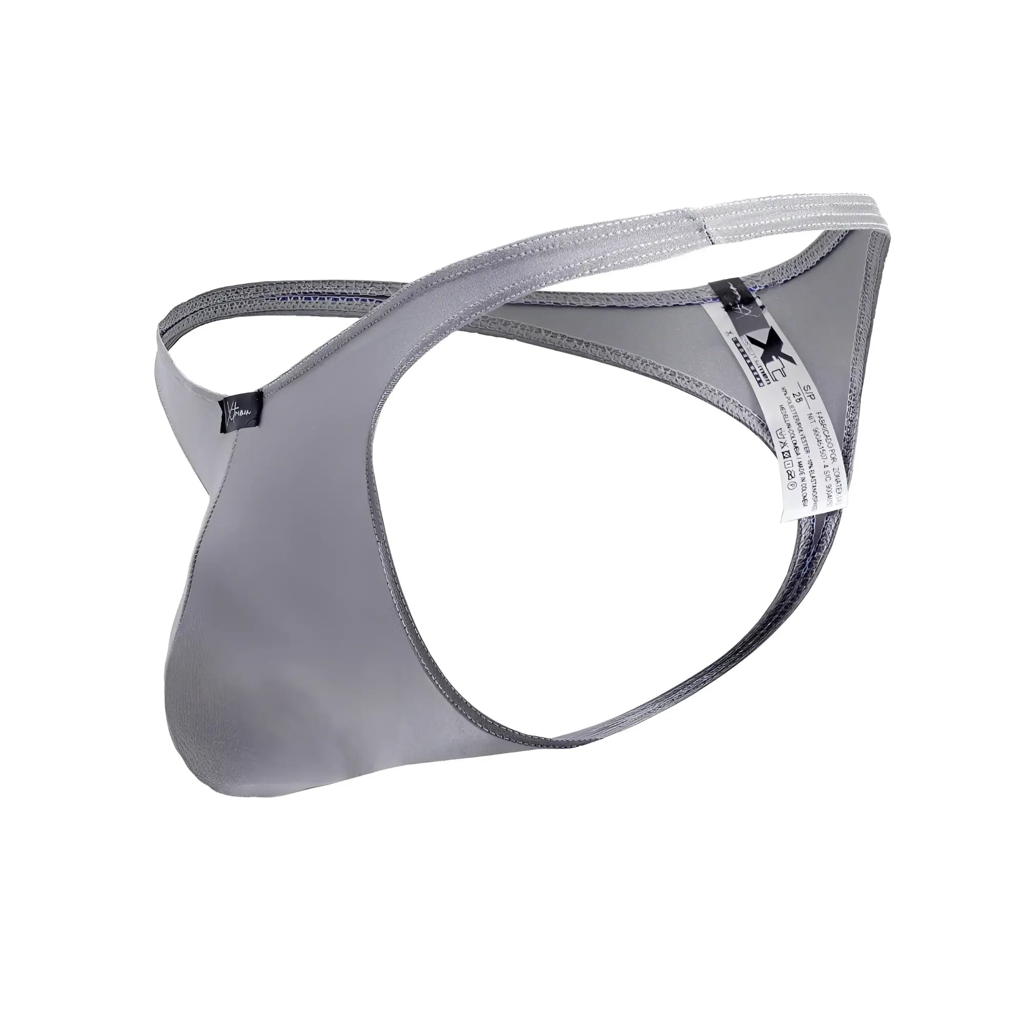 Gray xtremen 91232 microfiber thong made of smooth stretchy fabric with sleek design and reinforced stitching on edges