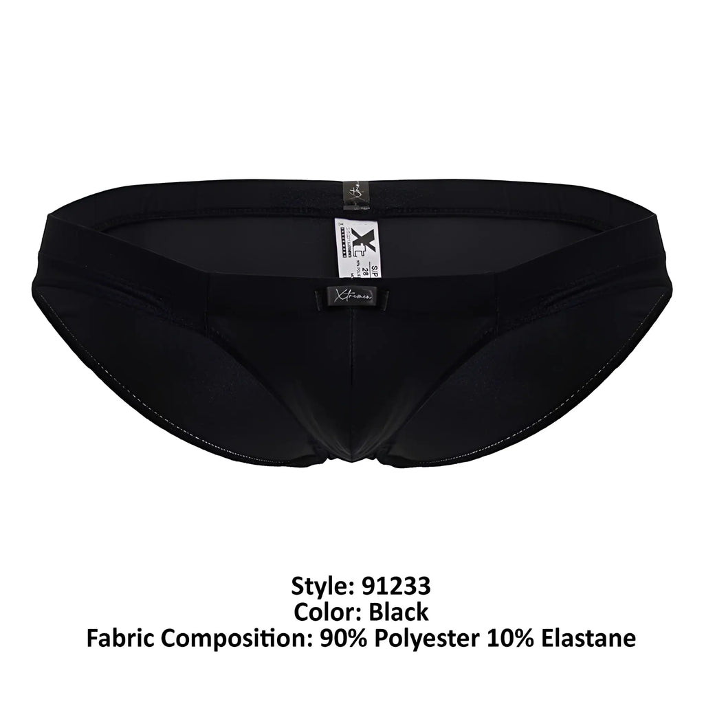 Black xtremen 91233 microfiber briefs with sleek form-fitting design made of 90 polyester 10 elastane