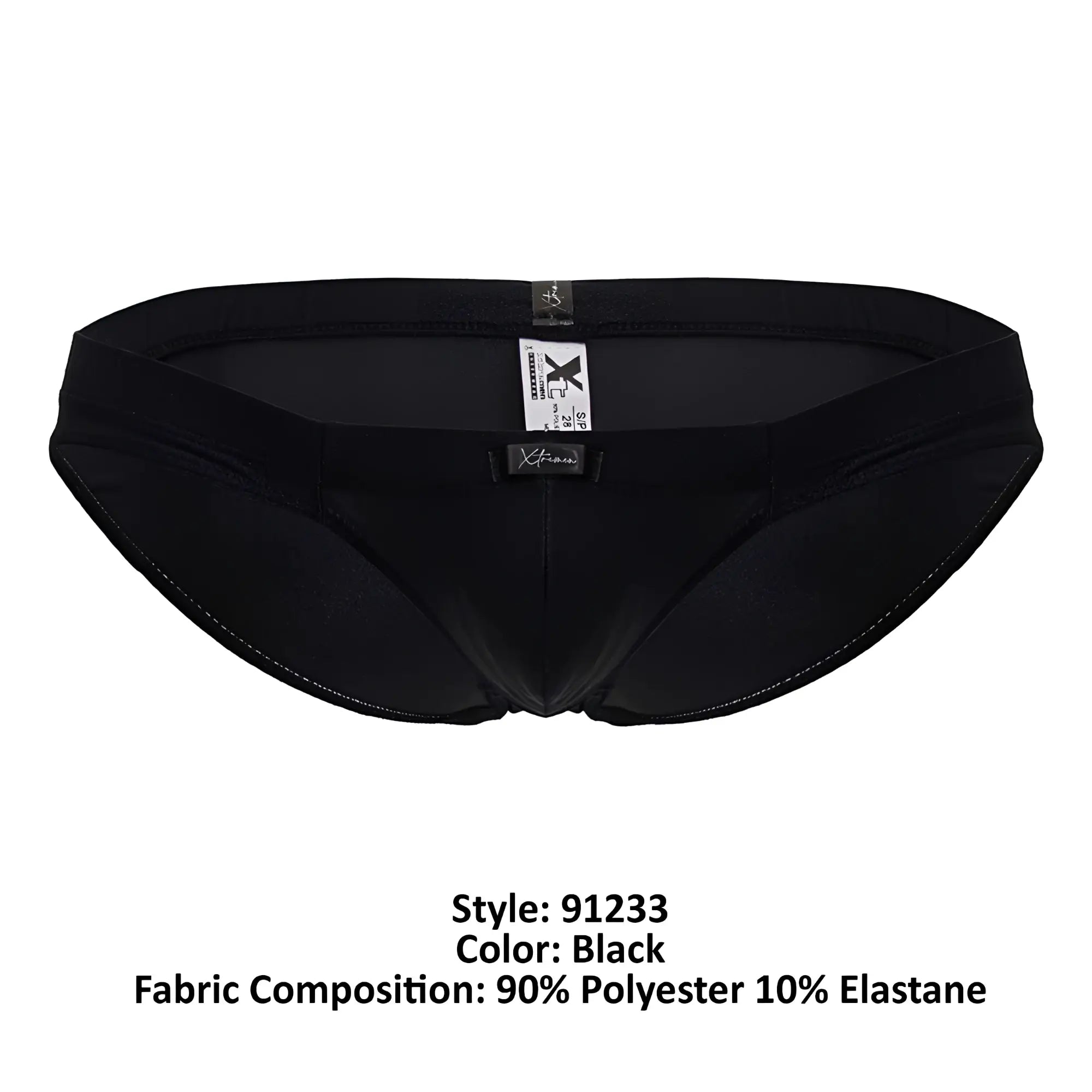 Black xtremen 91233 microfiber briefs with sleek form-fitting design made of 90 polyester 10 elastane
