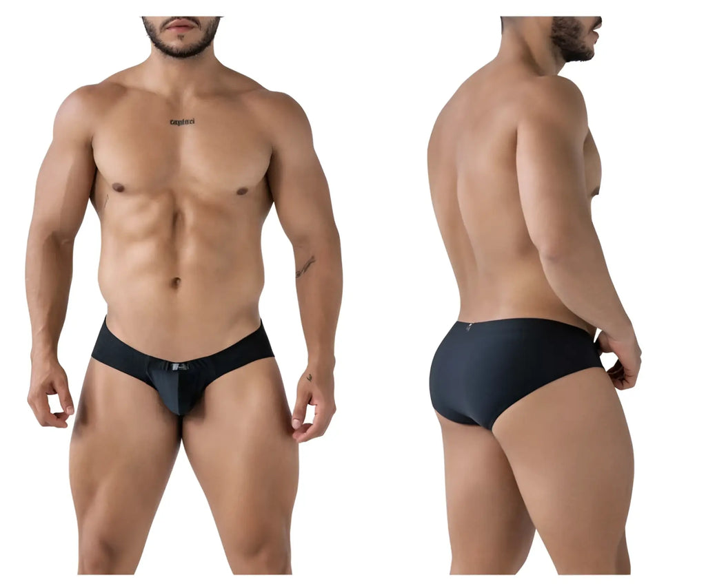 Black xtremen 91233 microfiber briefs with sleek form-fitting design and subtle waistband branding