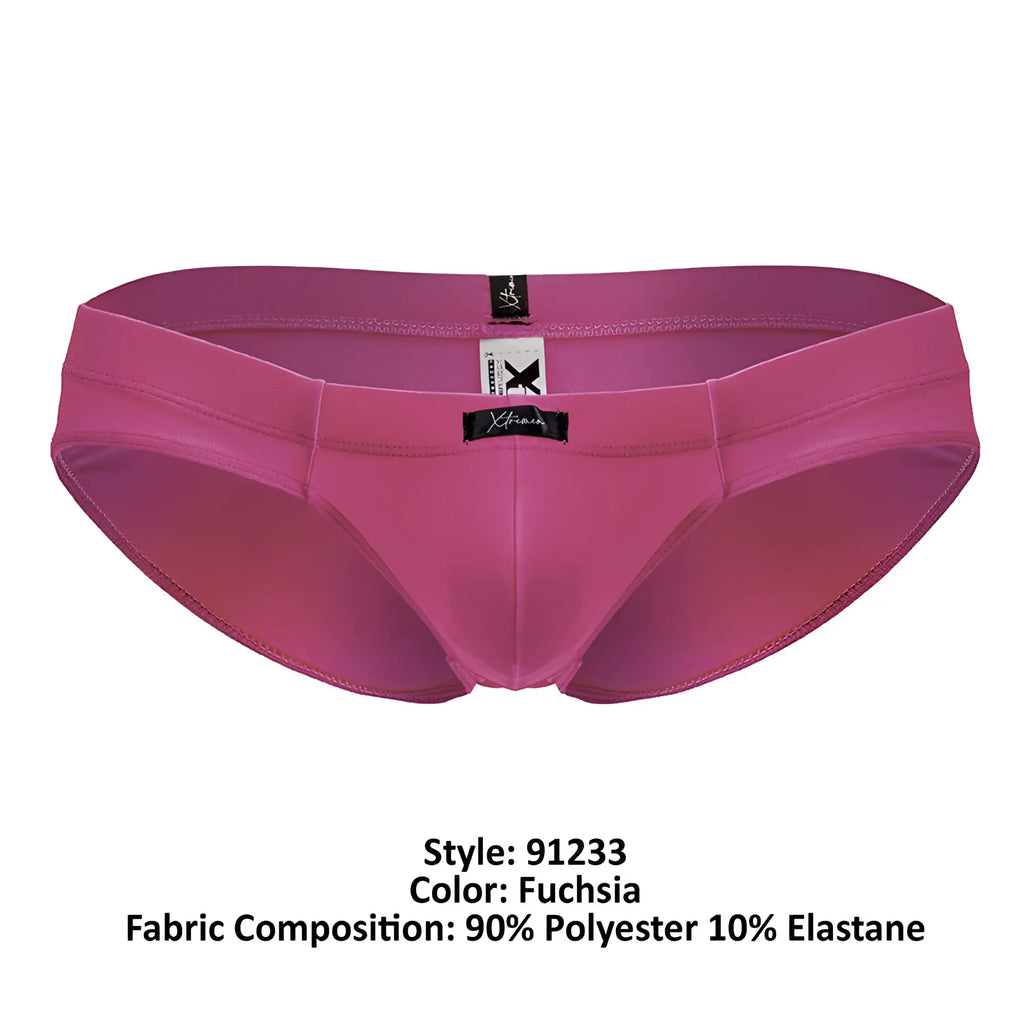 Xtremen 91233 microfiber briefs in fuchsia made of 90 polyester 10 elastane with sleek design and black brand tags