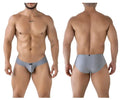 Gray xtremen 91233 microfiber briefs with sleek form fitting design and subtle branding on the waistband
