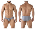 Gray xtremen 91233 microfiber briefs with sleek form fitting design and subtle branding on the waistband