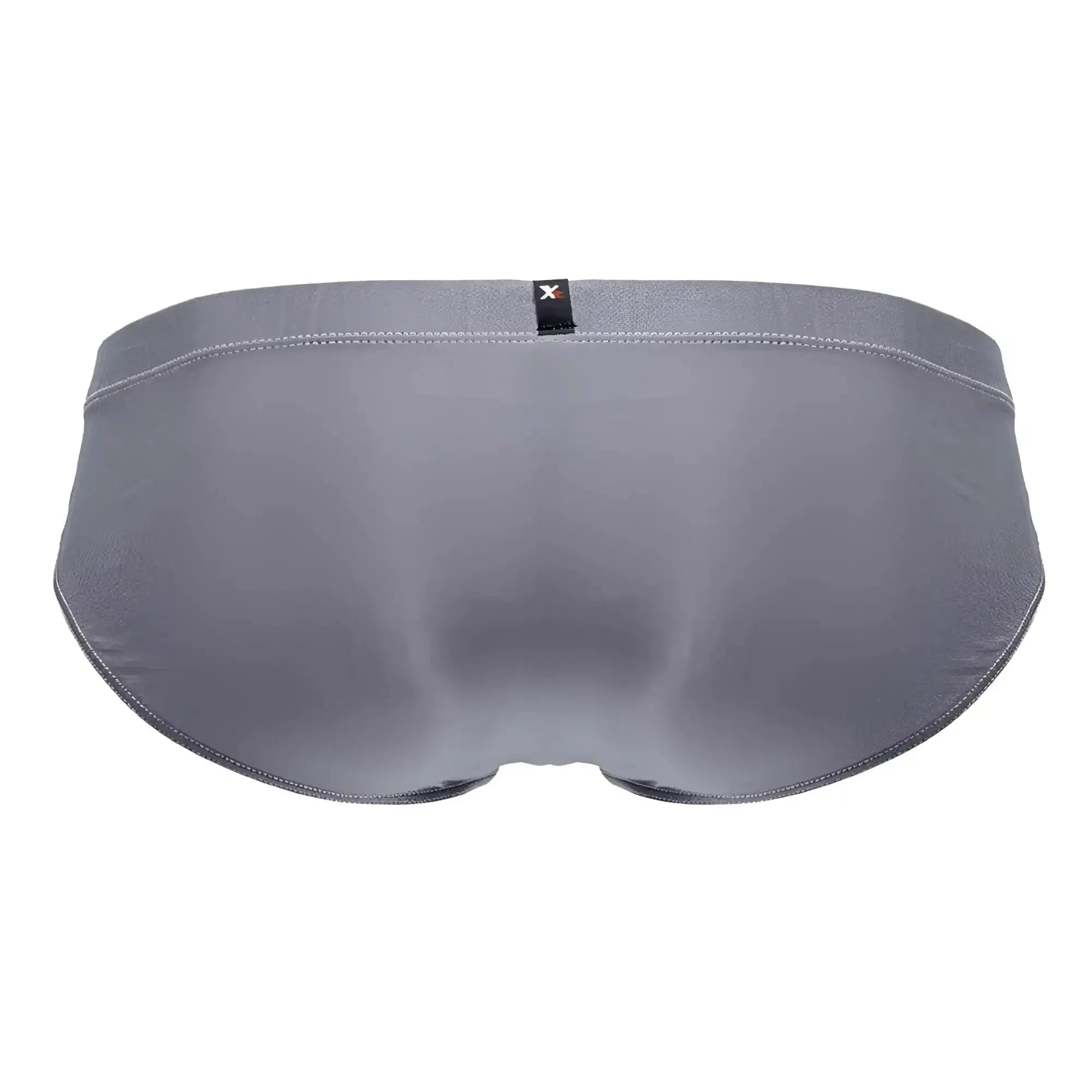 Gray xtremen 91233 microfiber men’s briefs with subtle textured fabric and small black brand tag at the waistband