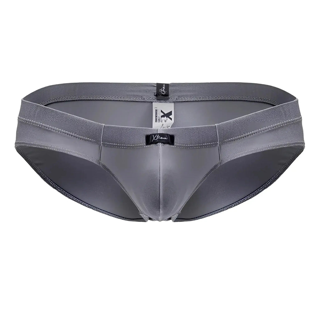 Gray x-fam xtremen 91233 microfiber briefs with smooth form-fitting design and subtle stitching details