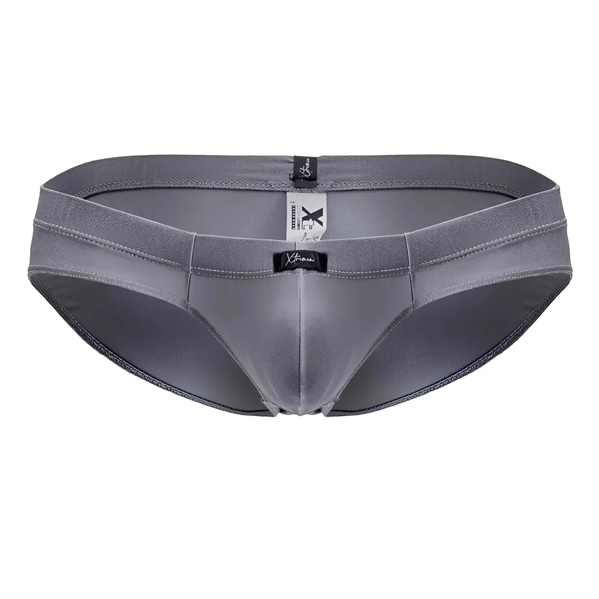 Gray x-fam xtremen 91233 microfiber briefs with smooth form-fitting design and subtle stitching details