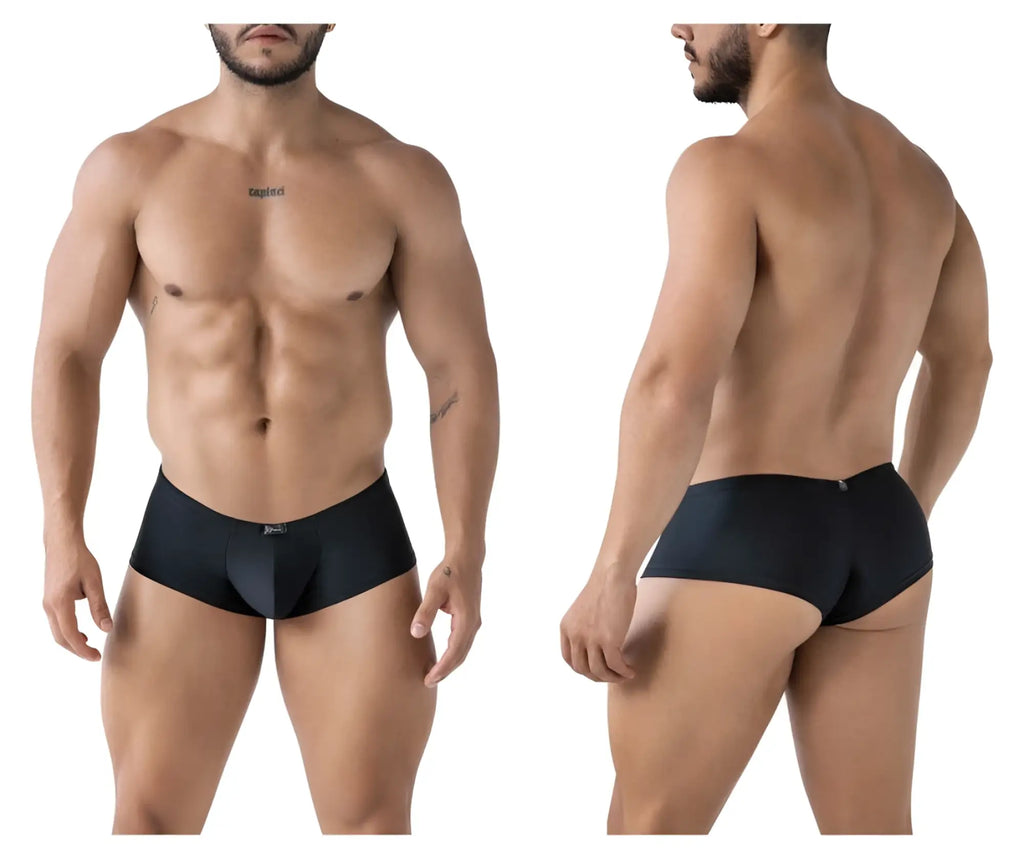 Black xtremen 91234 microfiber trunks with sleek form-fitting design and subtle branded waistband visible from the front