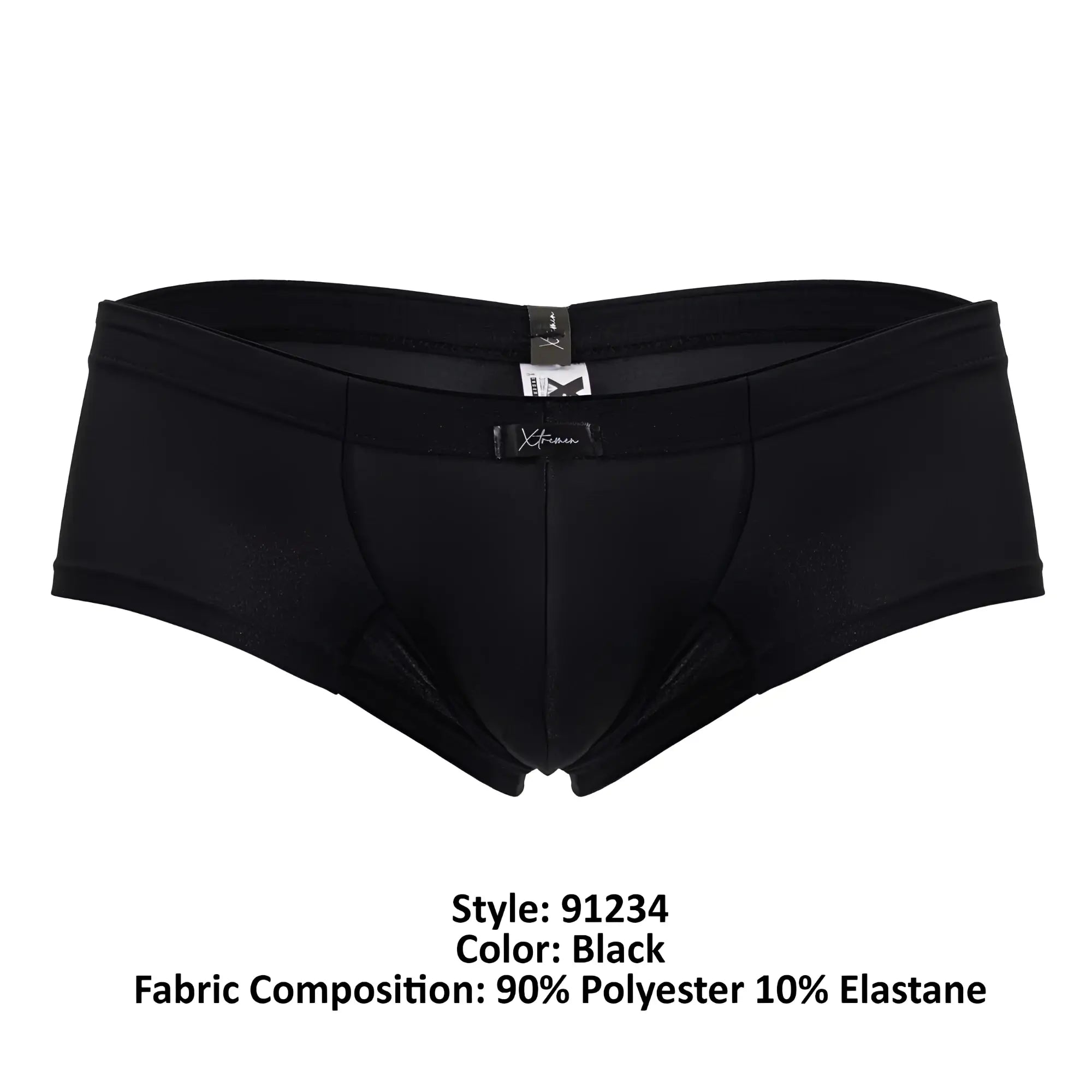 Black xtremen 91234 microfiber trunks with smooth form-fitting design made of 90 polyester 10 elastane