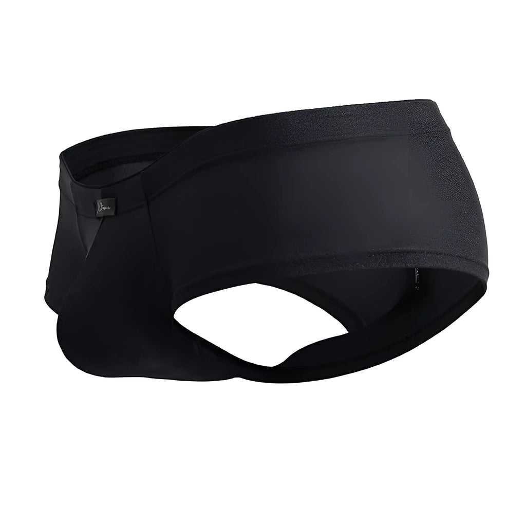 Xtremen 91234 microfiber trunks black men’s briefs with smooth stretchy fabric and contoured design front view