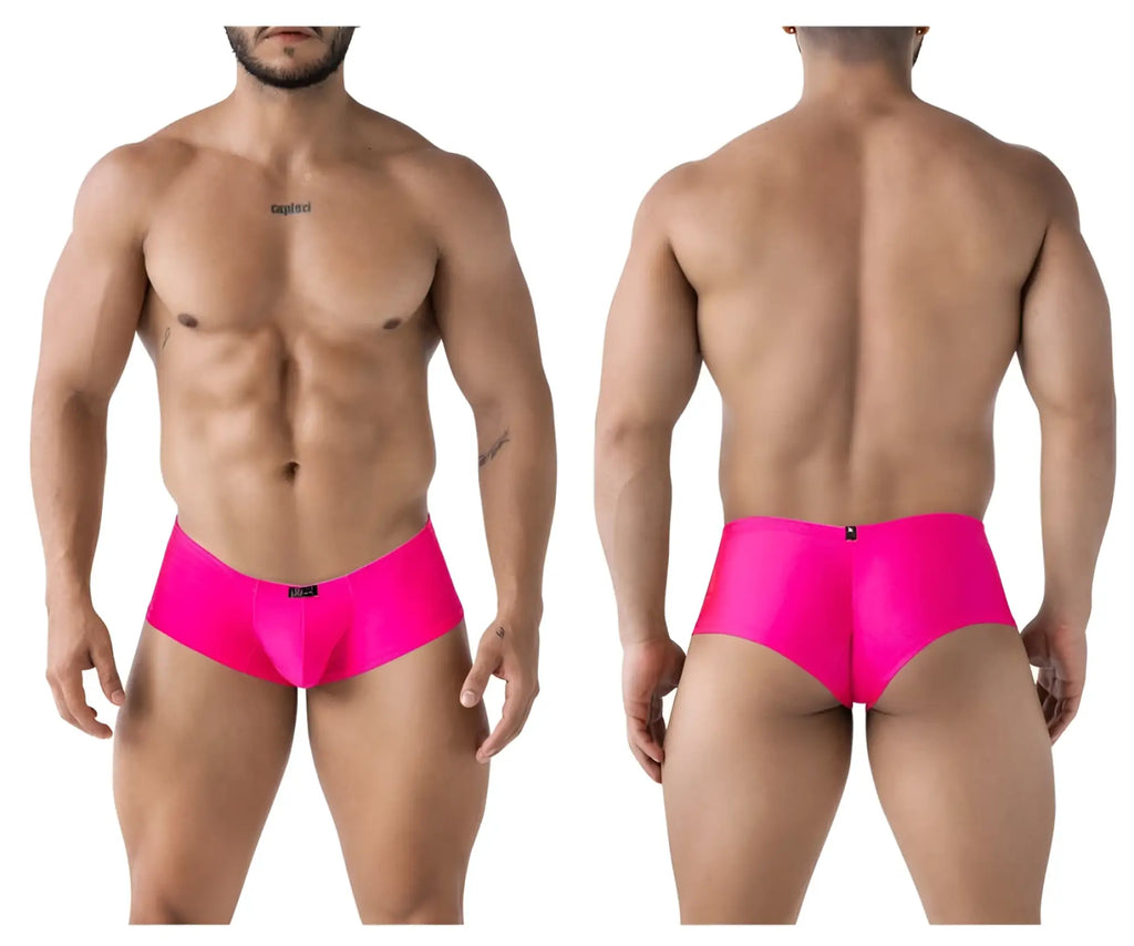 Vibrant pink Xtremen 91234 microfiber trunks with a sleek form-fitting design and black brand tag at the waistband