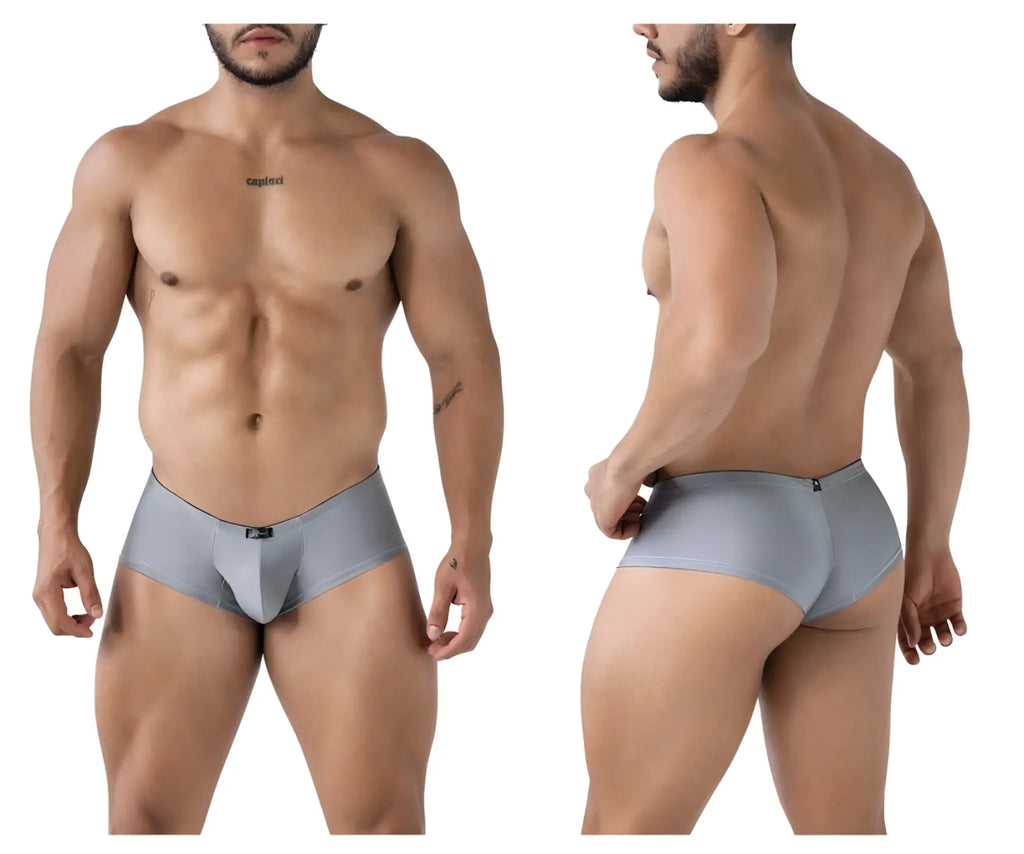 Gray xtremen 91234 microfiber trunks with sleek form-fitting design and subtle waistband branding for men