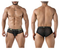 Black xtremen 91236 microfiber briefs with gold and black xtreme logo waistband in black mesh material