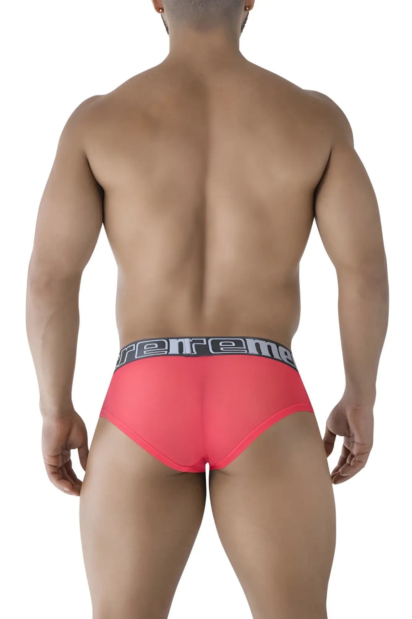 Xtremen 91236 microfiber briefs in fuchsia feature bright pink mesh fabric and a black waistband with rereme logo in white