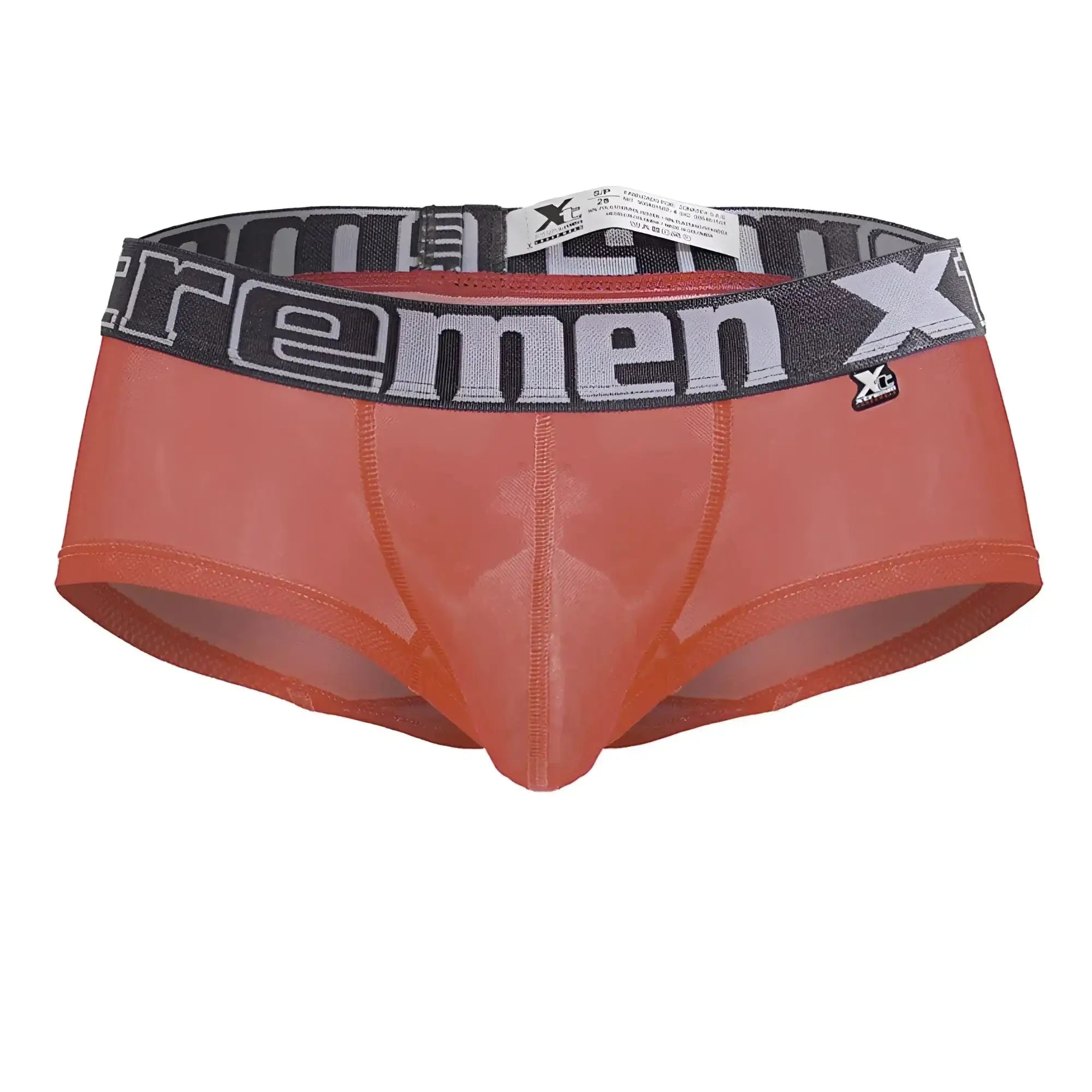 Xtremen 91237 microfiber trunks in fuchsia orange with translucent fabric and a black gray elastic waistband