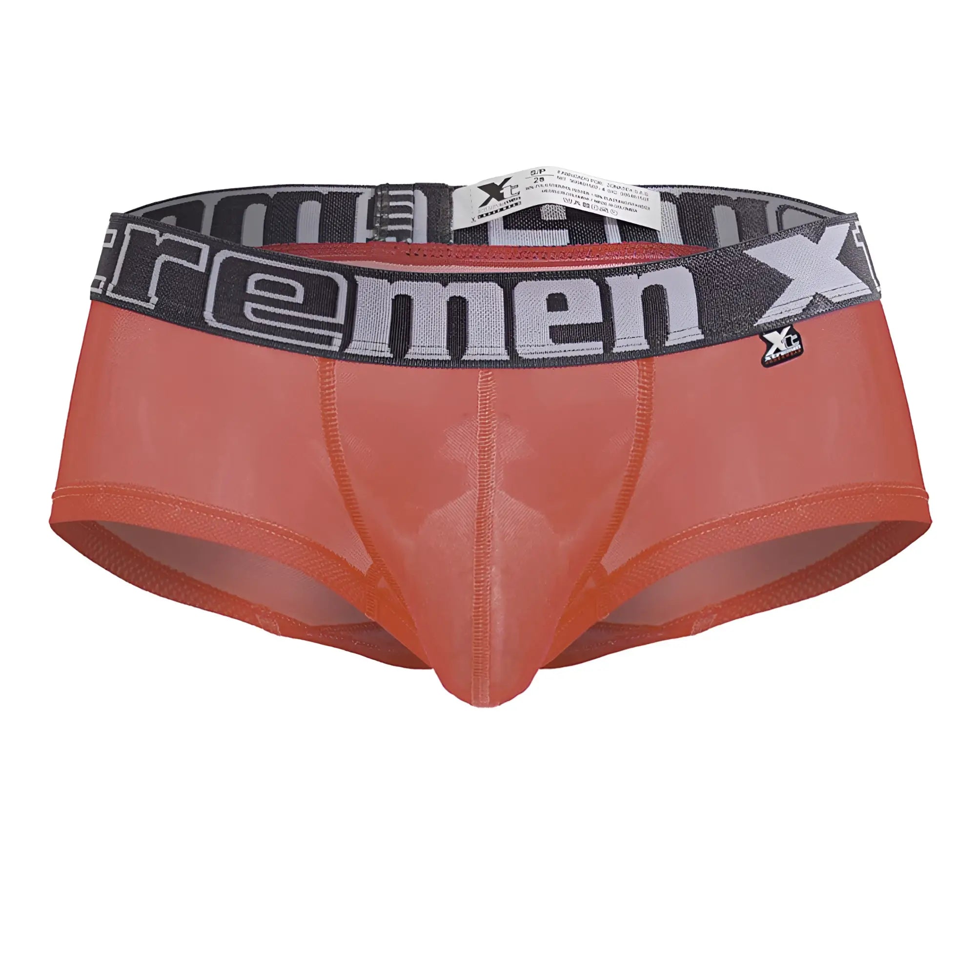 Xtremen 91237 microfiber trunks in fuchsia orange with translucent fabric and a black gray elastic waistband
