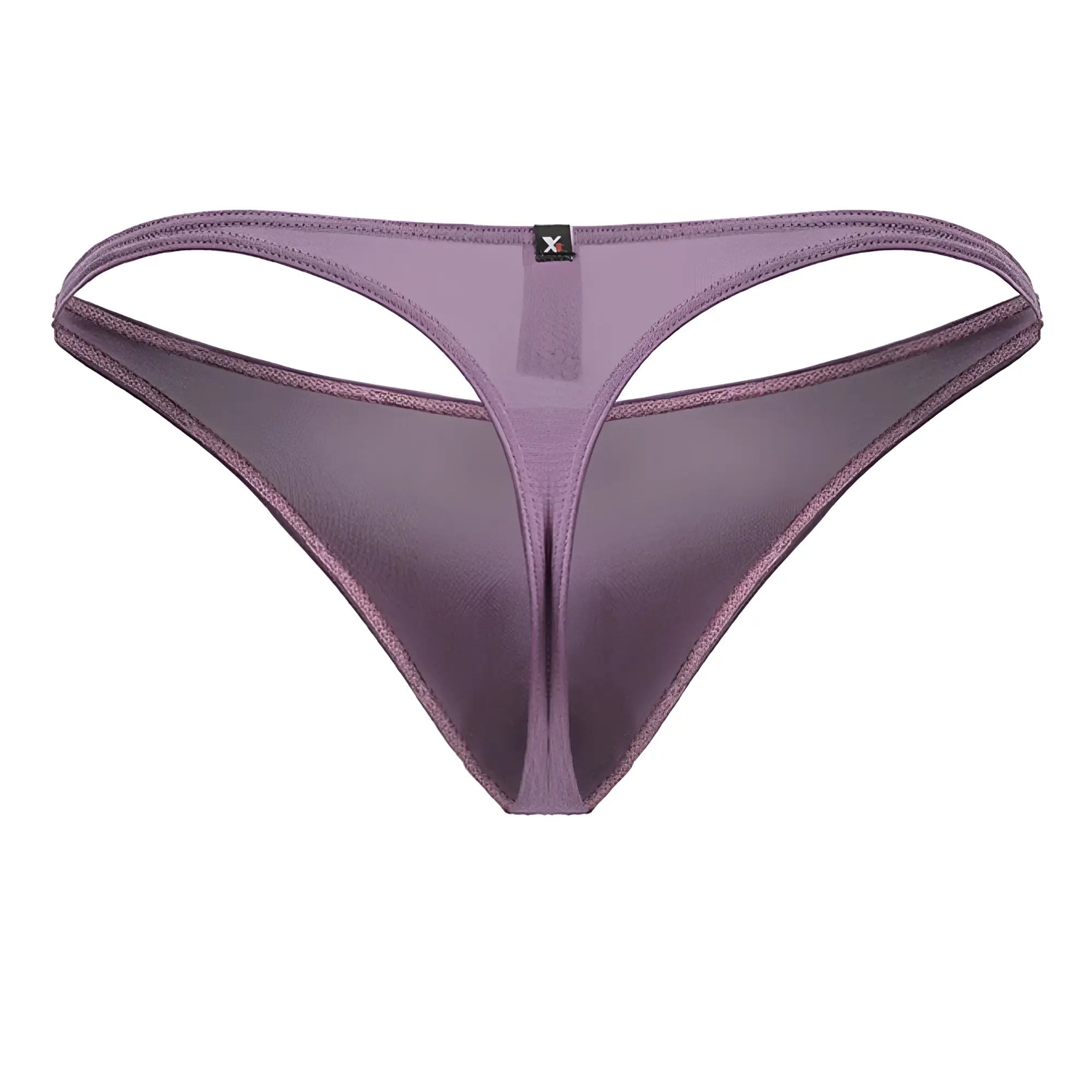 Purple satin microfiber thong blackberry color with thin supportive waistband and delicate edge stitching by Xtremen 91238