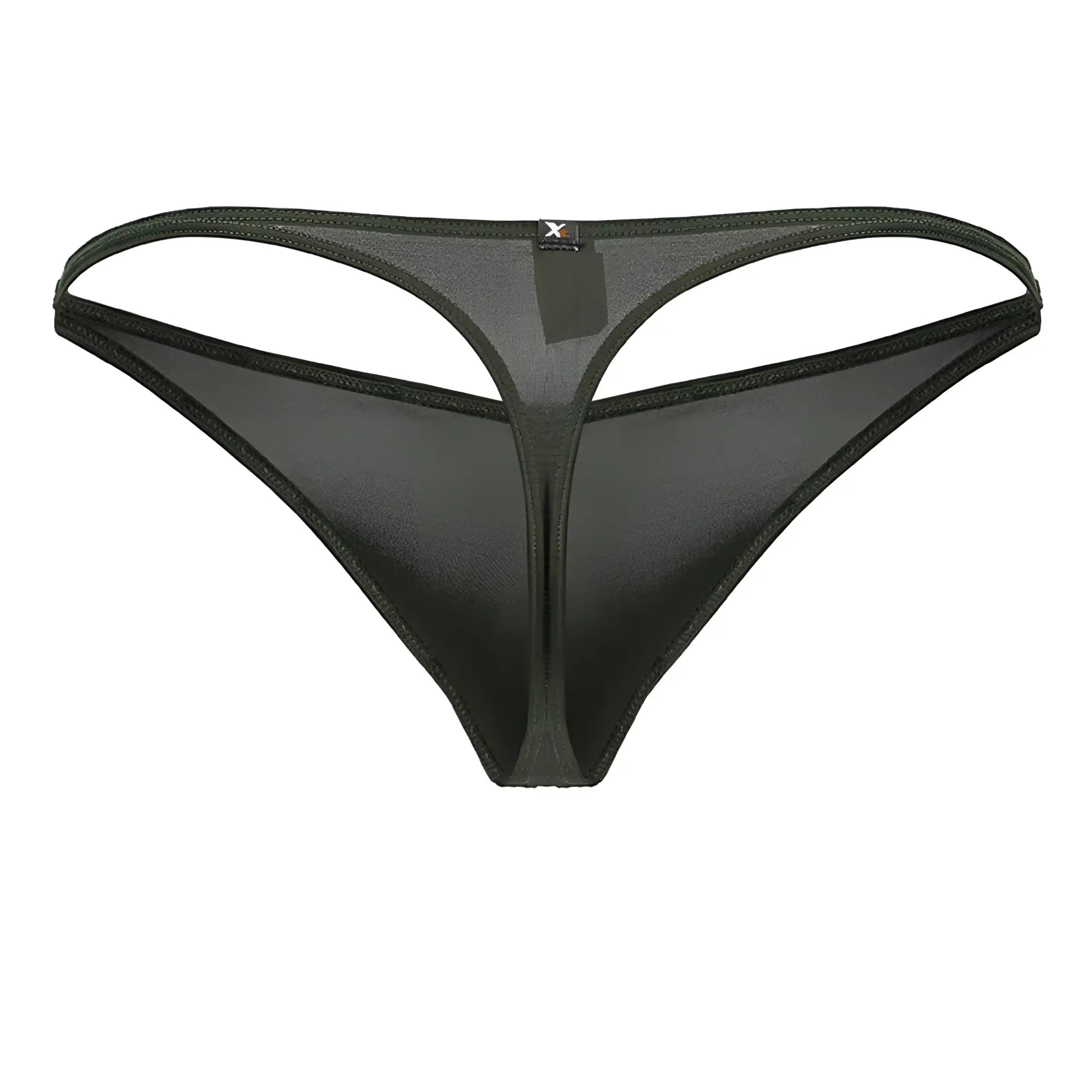 Black sheer Xtremen 91238 microfiber thong with thin supportive waistband and reinforced stitching on edges