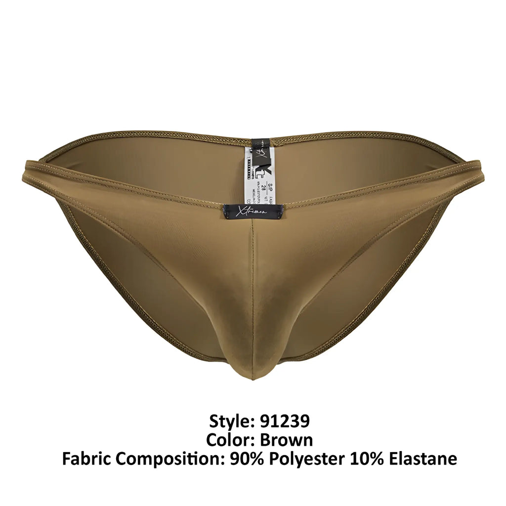 Brown xtremen 91239 microfiber bikini briefs made of 90 polyester 10 elastane with smooth reinforced stitching