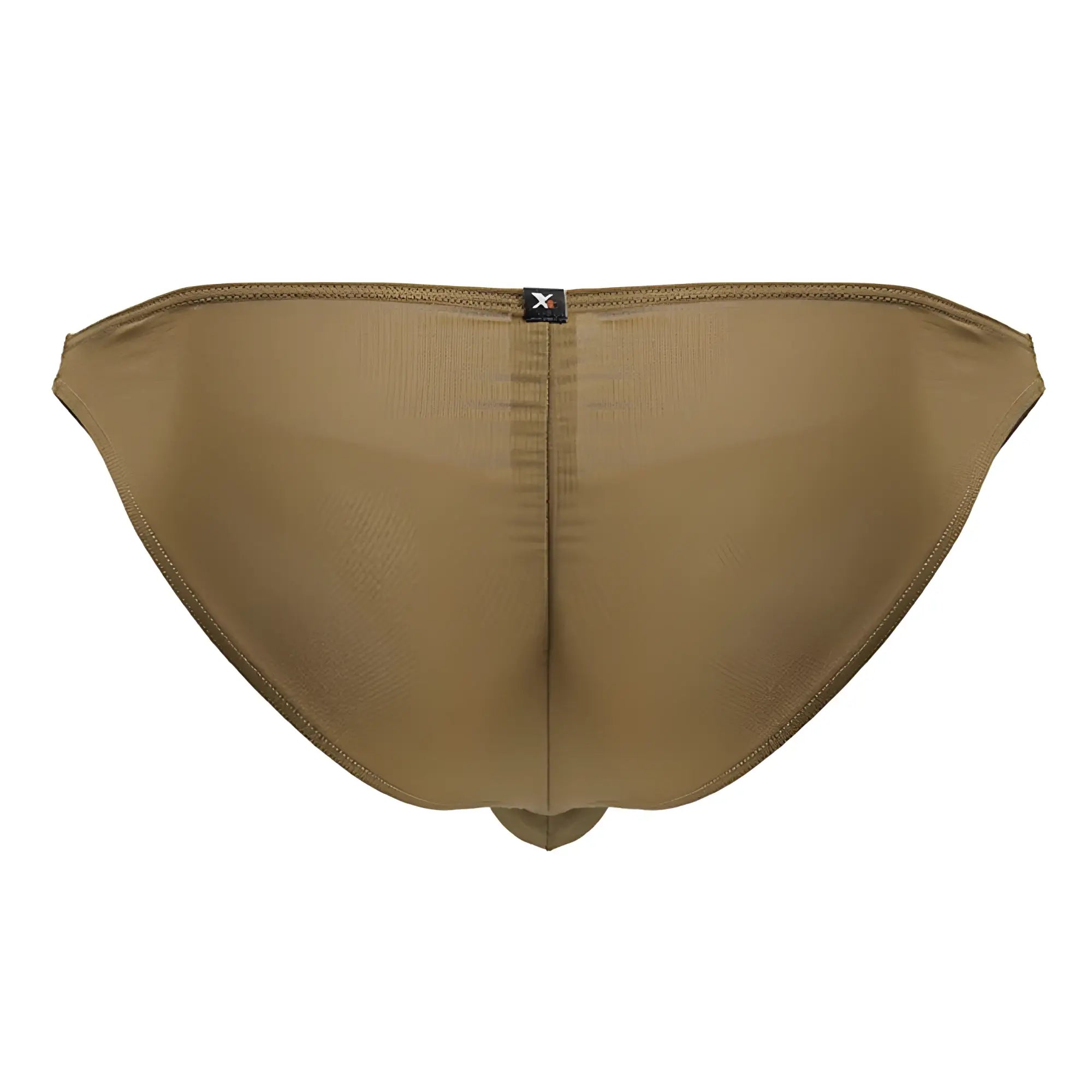 Tan-colored xtremen 91239 microfiber bikini briefs with subtle texture and black brand tag on the back center