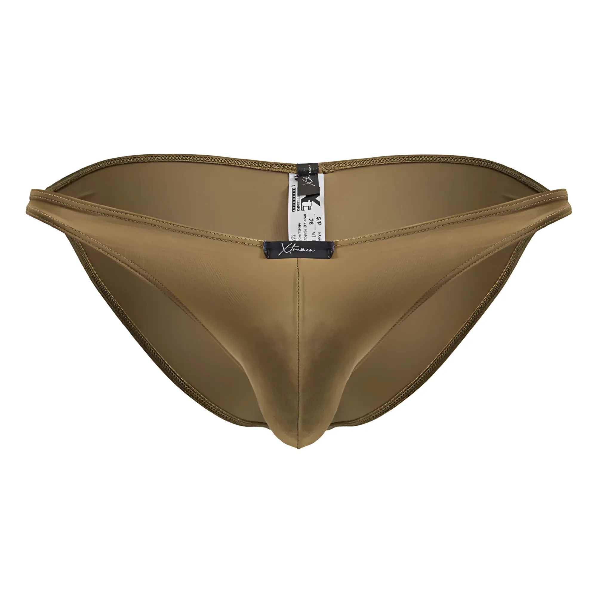 Tan xtremen 91239 microfiber bikini swim trunks with smooth stretchy fabric and subtle stitching along the edges