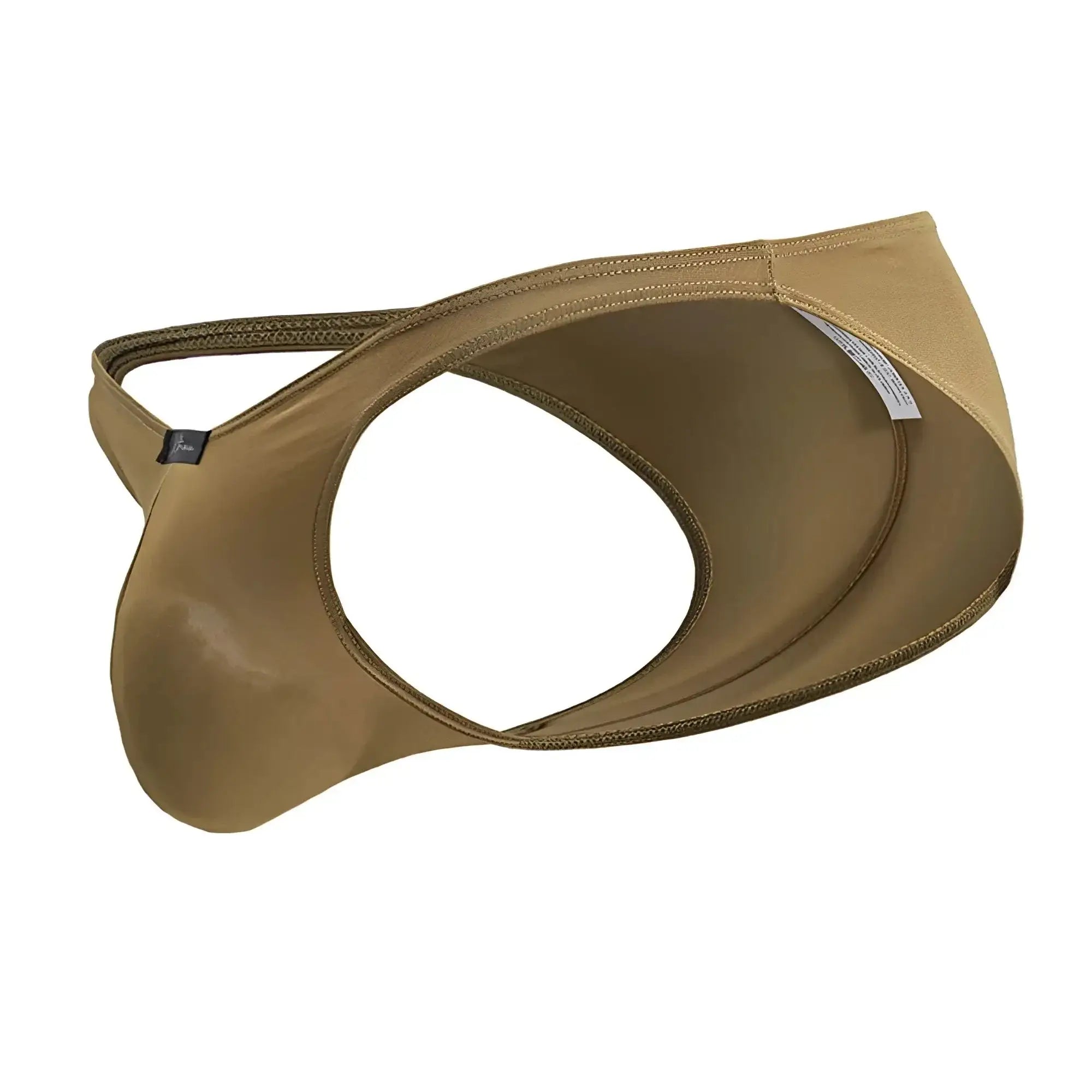 Tan glossy latex men’s briefs with contoured design and elastic waistband from Xtremen 91239 microfiber bikini brown