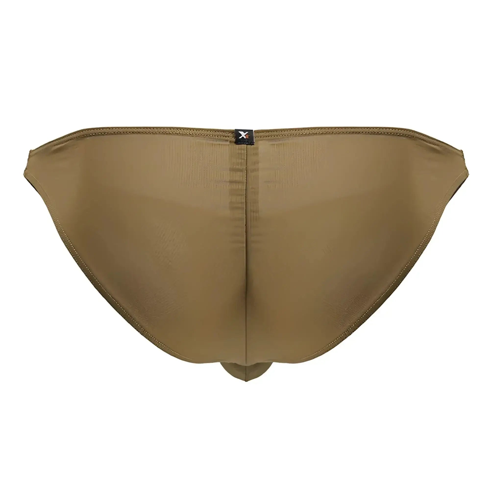 Tan-colored xtremen 91239 microfiber bikini briefs with subtle texture and black brand tag on the back center
