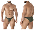 Olive green xtremen 91239 microfiber bikini briefs with sleek form fitting design and subtle branded waistband
