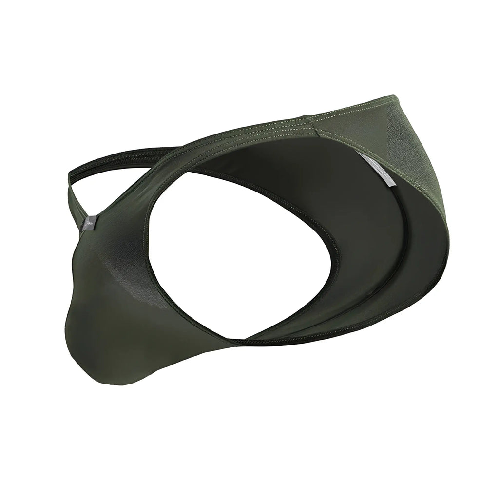 Olive green xtremen 91239 microfiber bikini briefs with sleek form fitting design and subtle stitching details