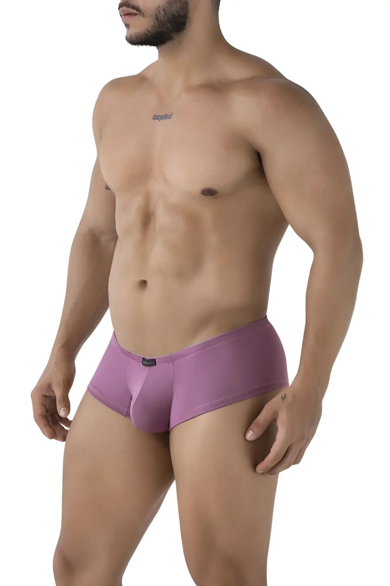 Purple xtremen 91240 microfiber trunks with smooth form-fitting fabric and small brand tag on waistband