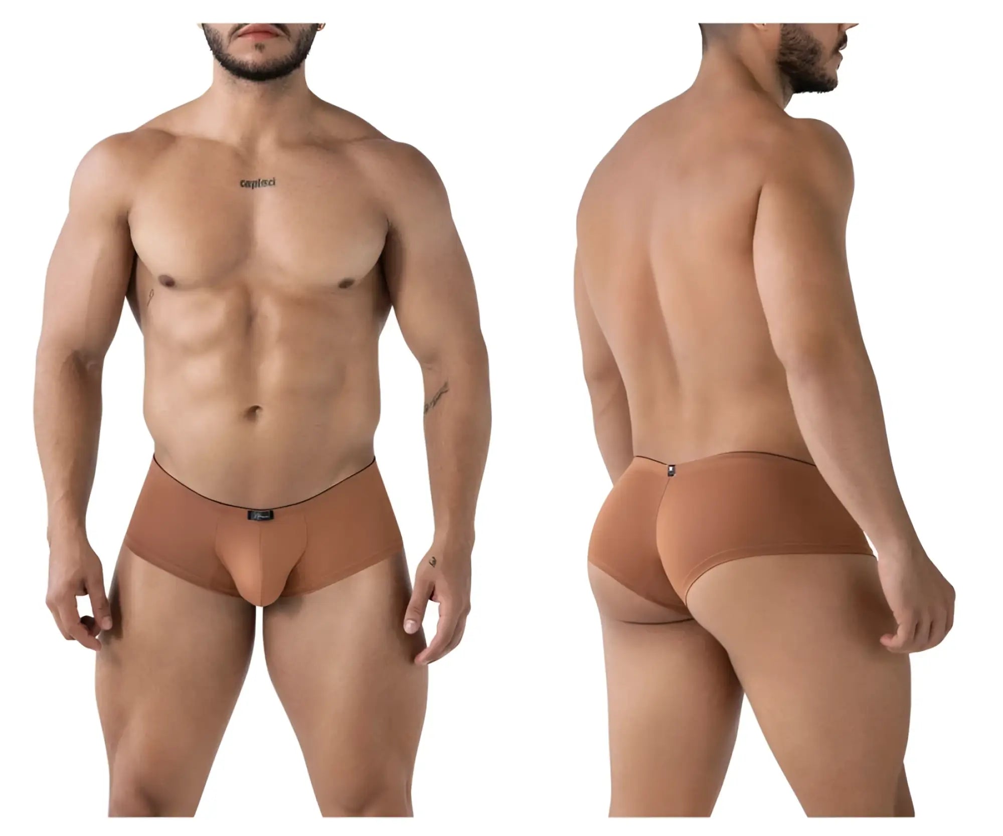 Tan xtremen 91240 microfiber trunks with seamless design and small brand tag at waistband for men