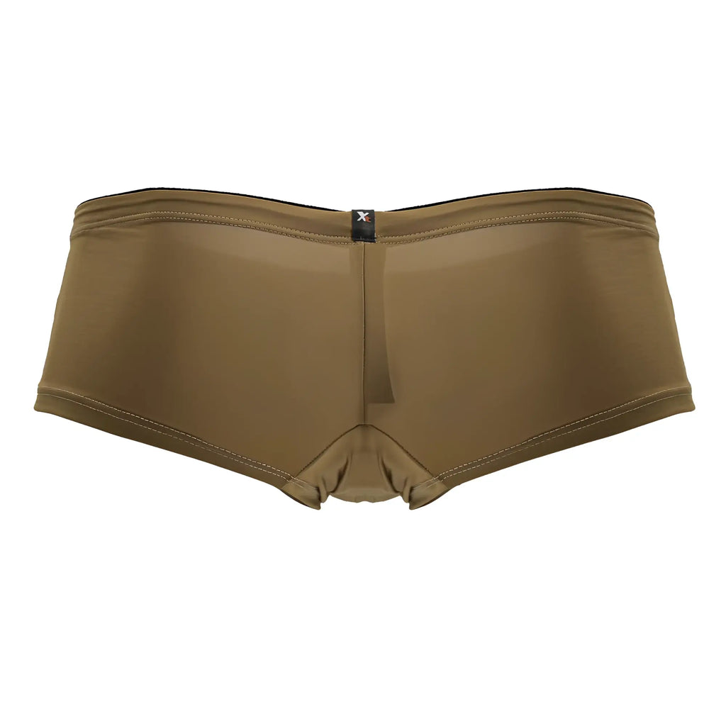 Tan Xtremen 91240 microfiber trunks with black waistband trim made of smooth, stretchy fabric and form-fitting design