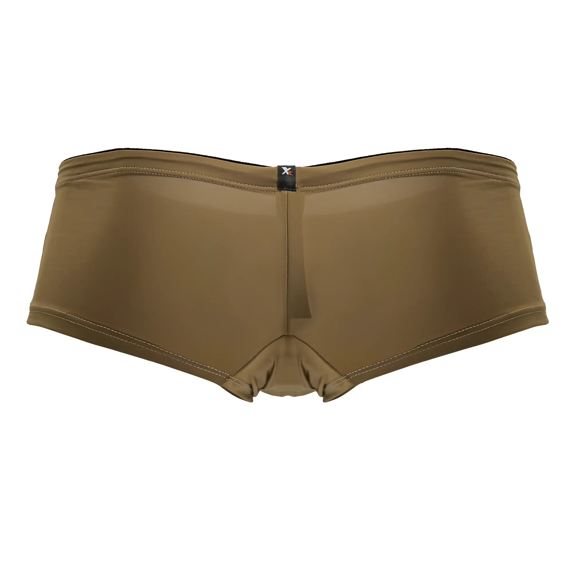 Tan Xtremen 91240 microfiber trunks with black waistband trim made of smooth, stretchy fabric and form-fitting design