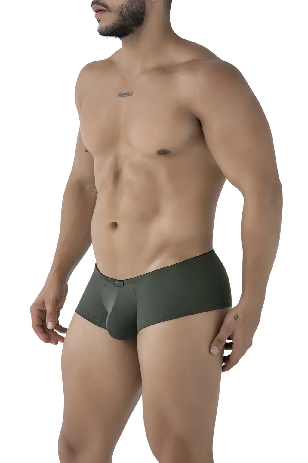 Olive green xtremen 91240 microfiber trunks with sleek form-fitting design and subtle brand tag at the waistband