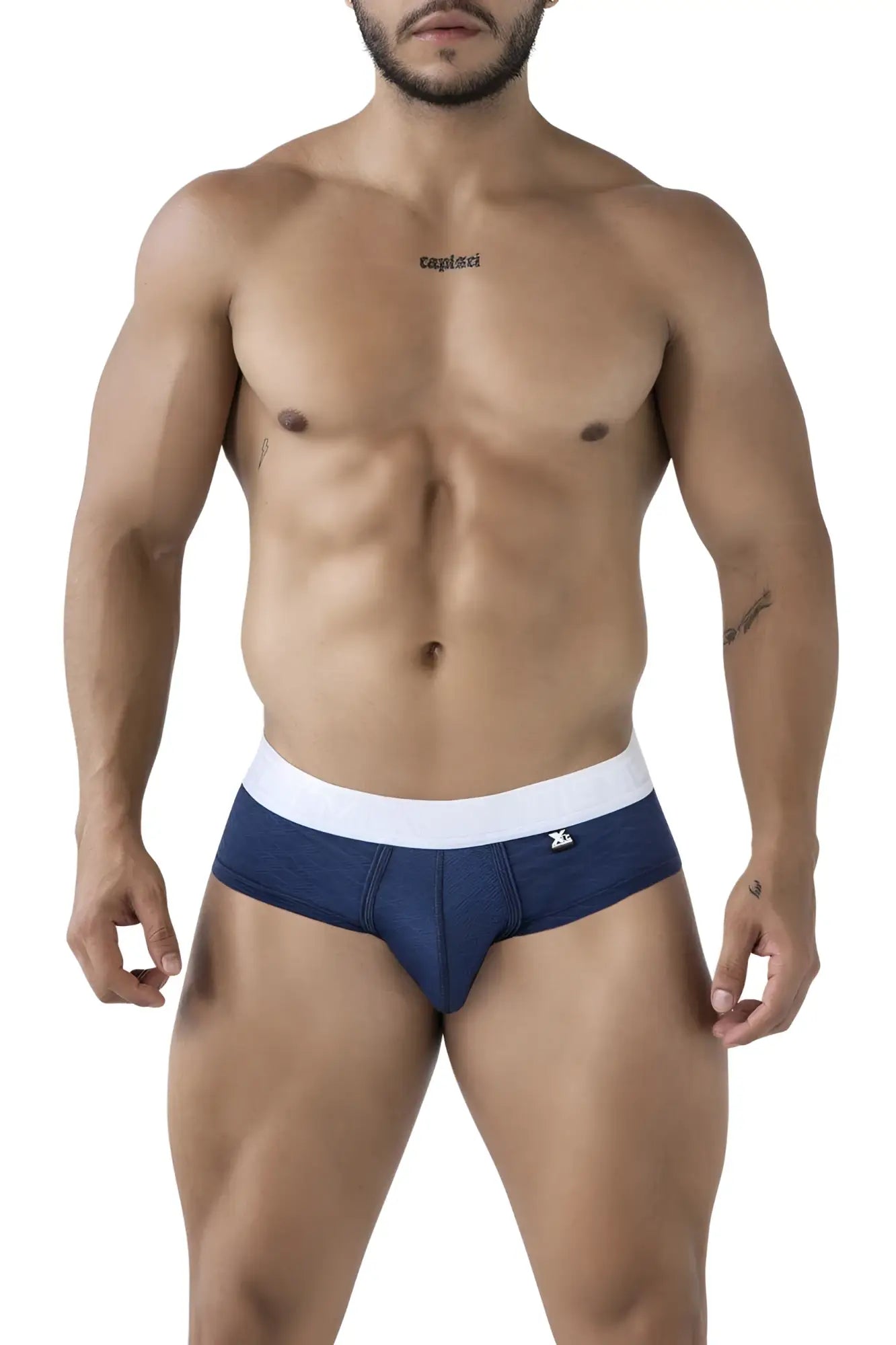 Xtremen 91242 dark blue microfiber briefs with white waistband and small front logo for comfortable everyday wear
