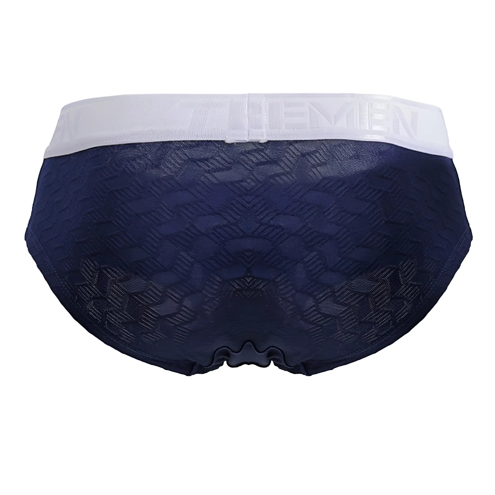 Dark blue textured xtremen 91242 microfiber men’s briefs with white elastic waistband featuring xtreme men logo