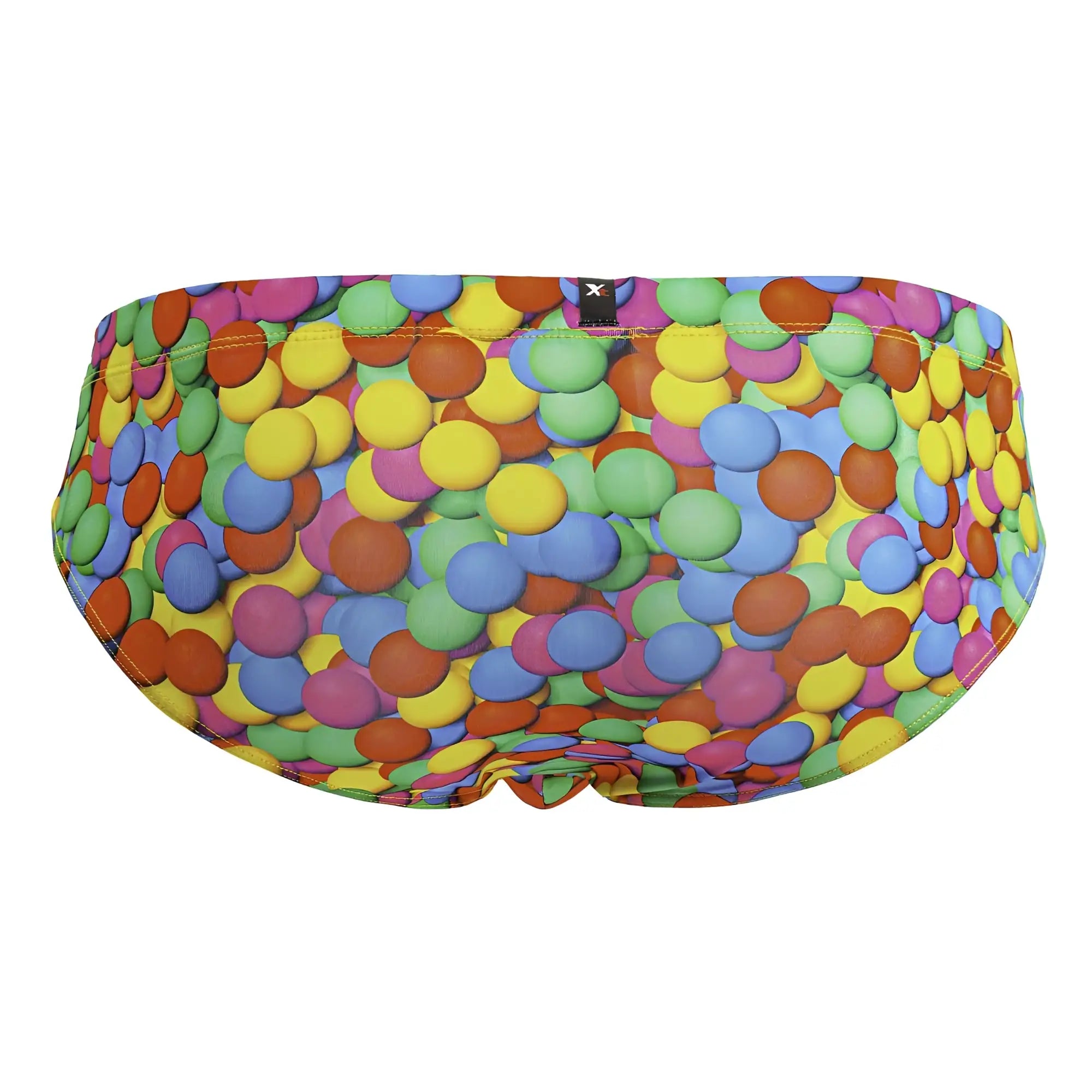 Xtremen 91248 printed briefs color bubbles featuring vibrant multicolored candy-themed swim trunks with playful round candies