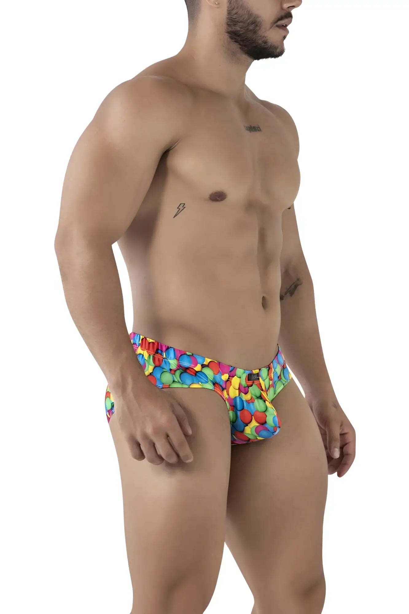 Vibrant xtremen 91248 printed briefs with colorful multicolored gumball pattern in rainbow hues