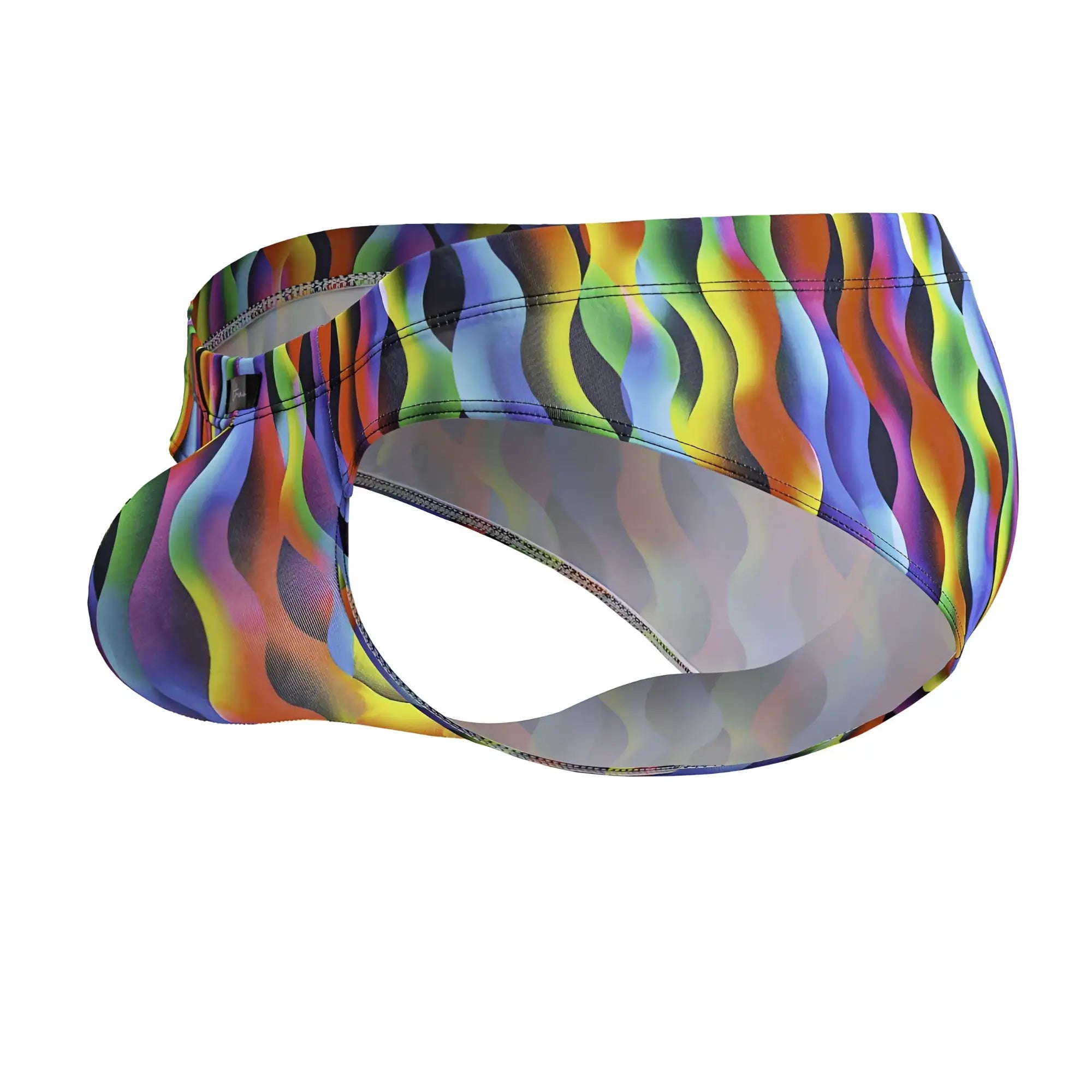 Xtremen 91248 printed briefs color waves vibrant rainbow wave-patterned swim trunks with a sleek form-fitting design