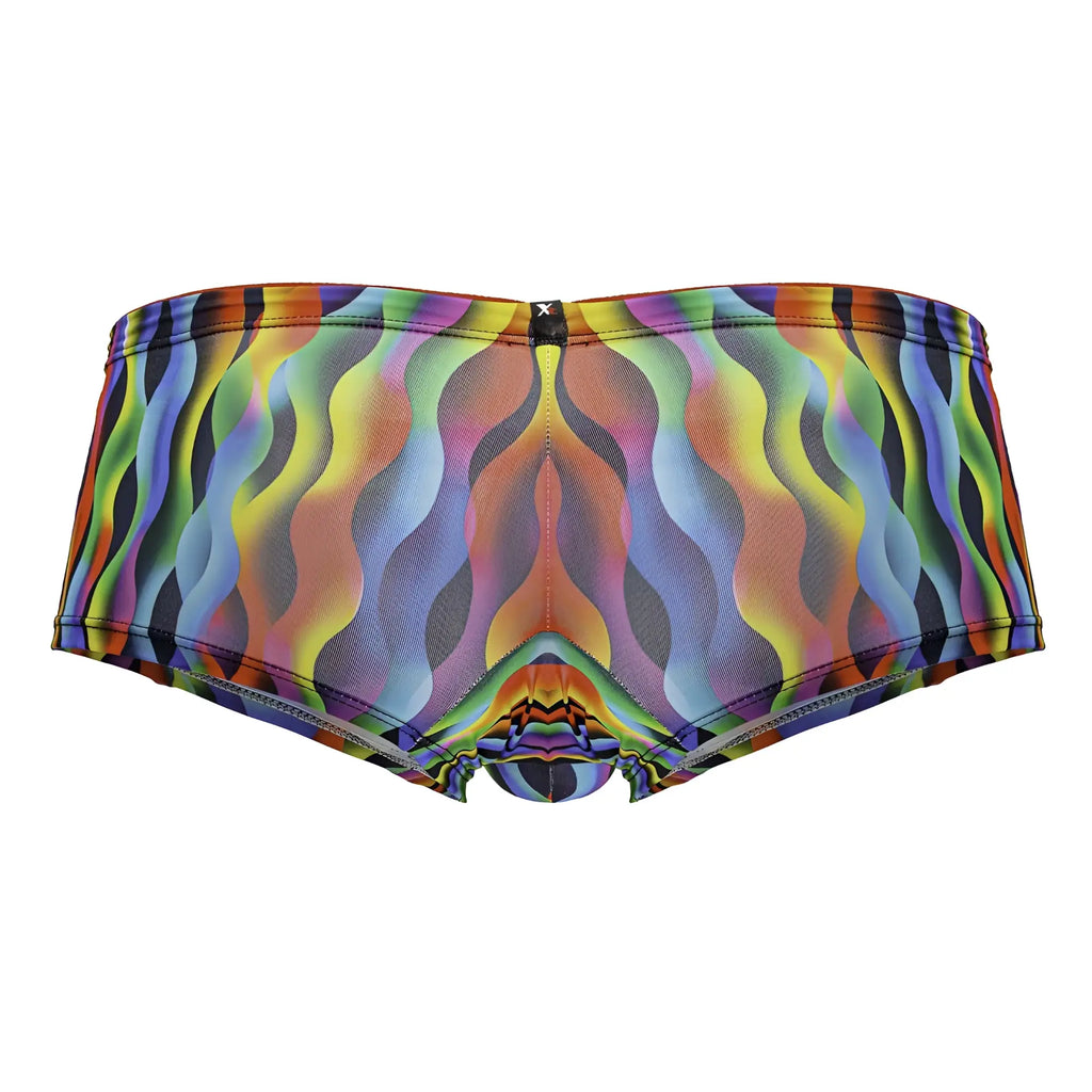 Xtremen 91249 printed trunks vibrant rainbow wave-patterned men’s briefs with elastic waistband and symmetrical design